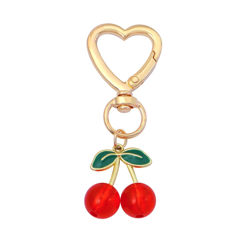 Cherry Keychain with Heart Clip